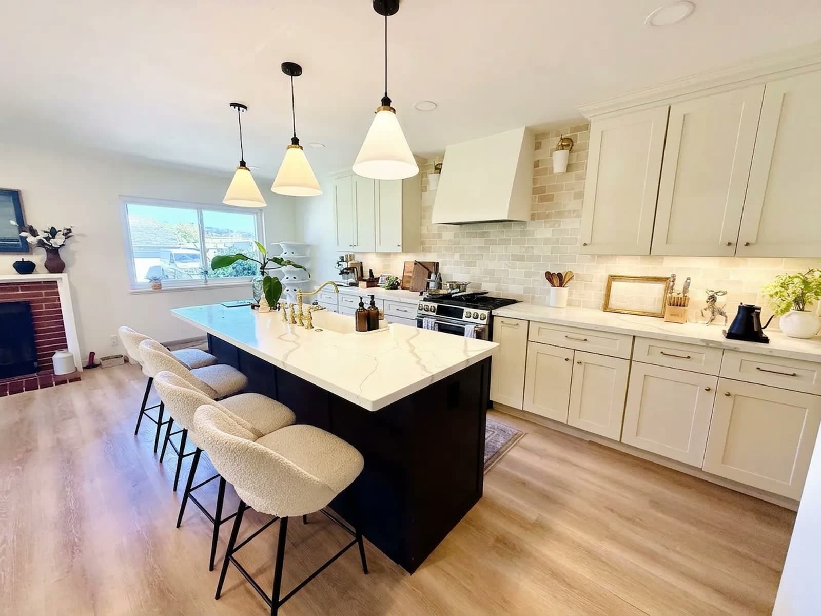 The kitchen island, set for a slow morning.